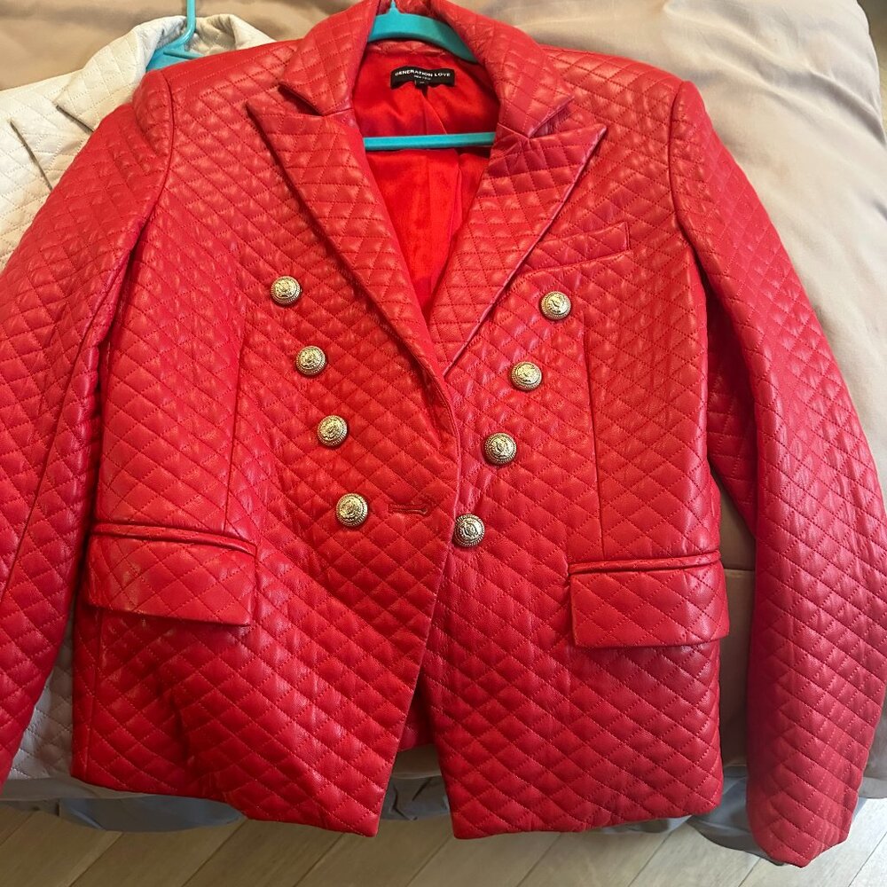 generation love red leather blazer